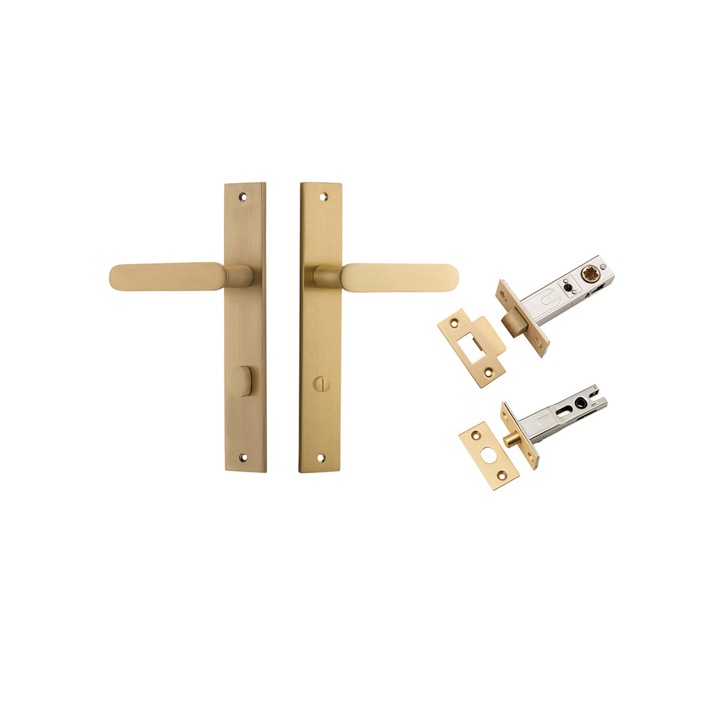 Bronte Lever - Rectangular Backplate Brushed Brass / Privacy / Separate Privacy Kit