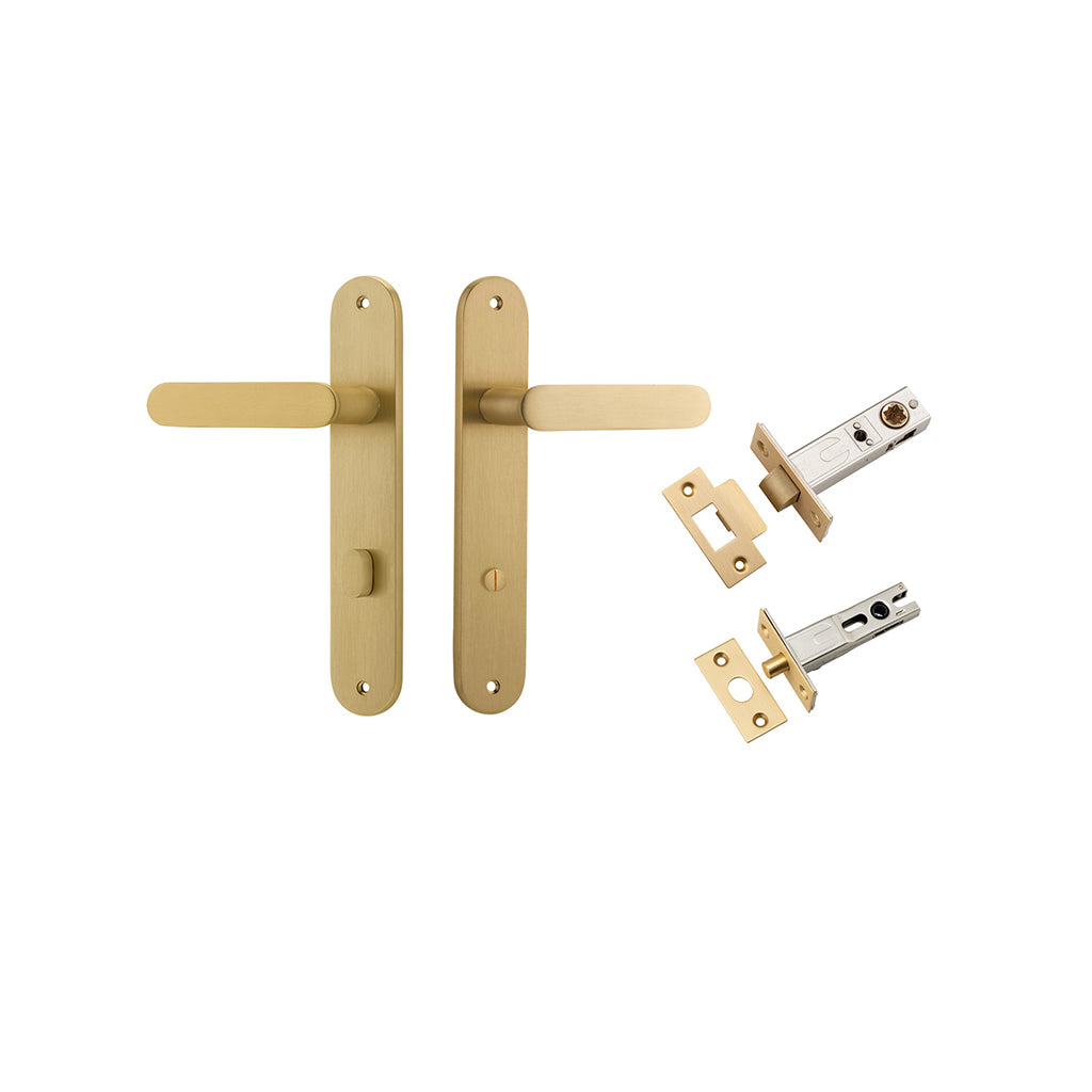 Bronte Lever - Oval Backplate Brushed Brass / Privacy / Separate Privacy Kit