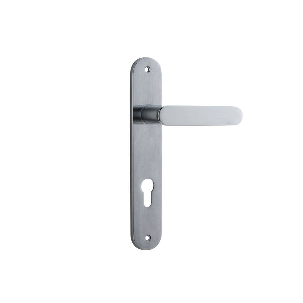 Bronte Lever - Oval Backplate Brushed Chrome / Entrance / Lever Set Only