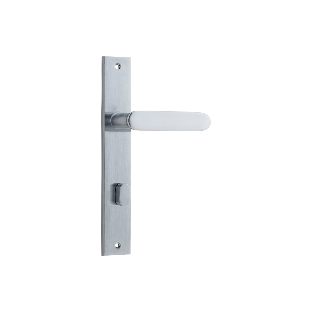 Bronte Lever - Rectangular Backplate Brushed Chrome / Privacy / Lever Set Only