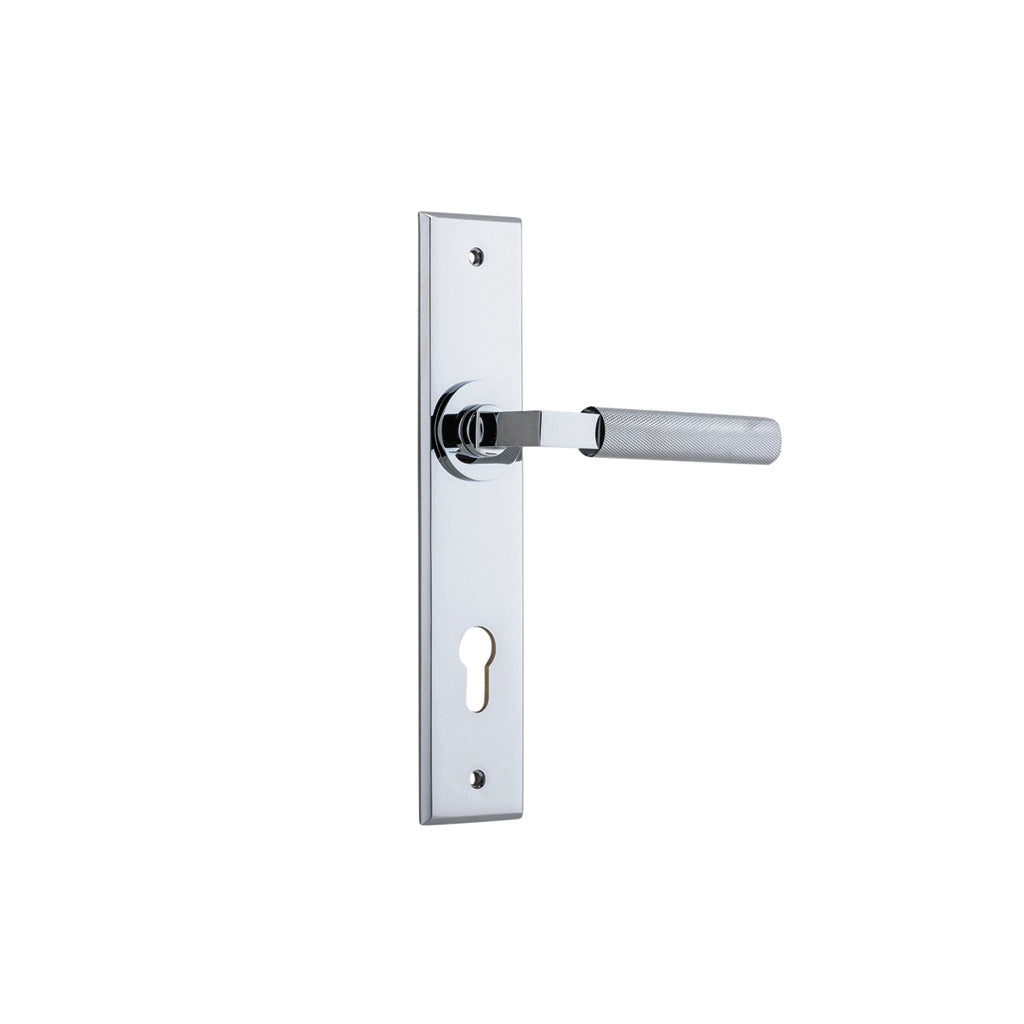 Brunswick Lever - Chamfered Backplate Polished Chrome / Entrance / Lever Set Only