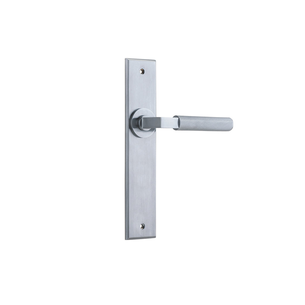 Brunswick Lever - Chamfered Backplate Brushed Chrome / Passage / Lever Set Only
