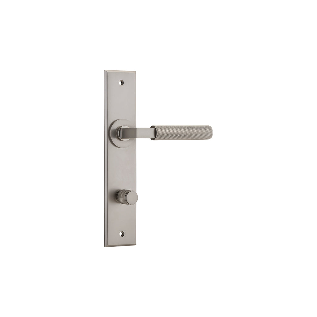 Brunswick Lever - Chamfered Backplate Satin Nickel / Privacy / Lever Set Only