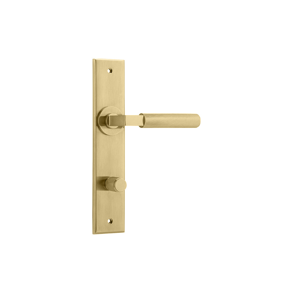 Brunswick Lever - Chamfered Backplate Brushed Gold PVD / Privacy / Lever Set Only