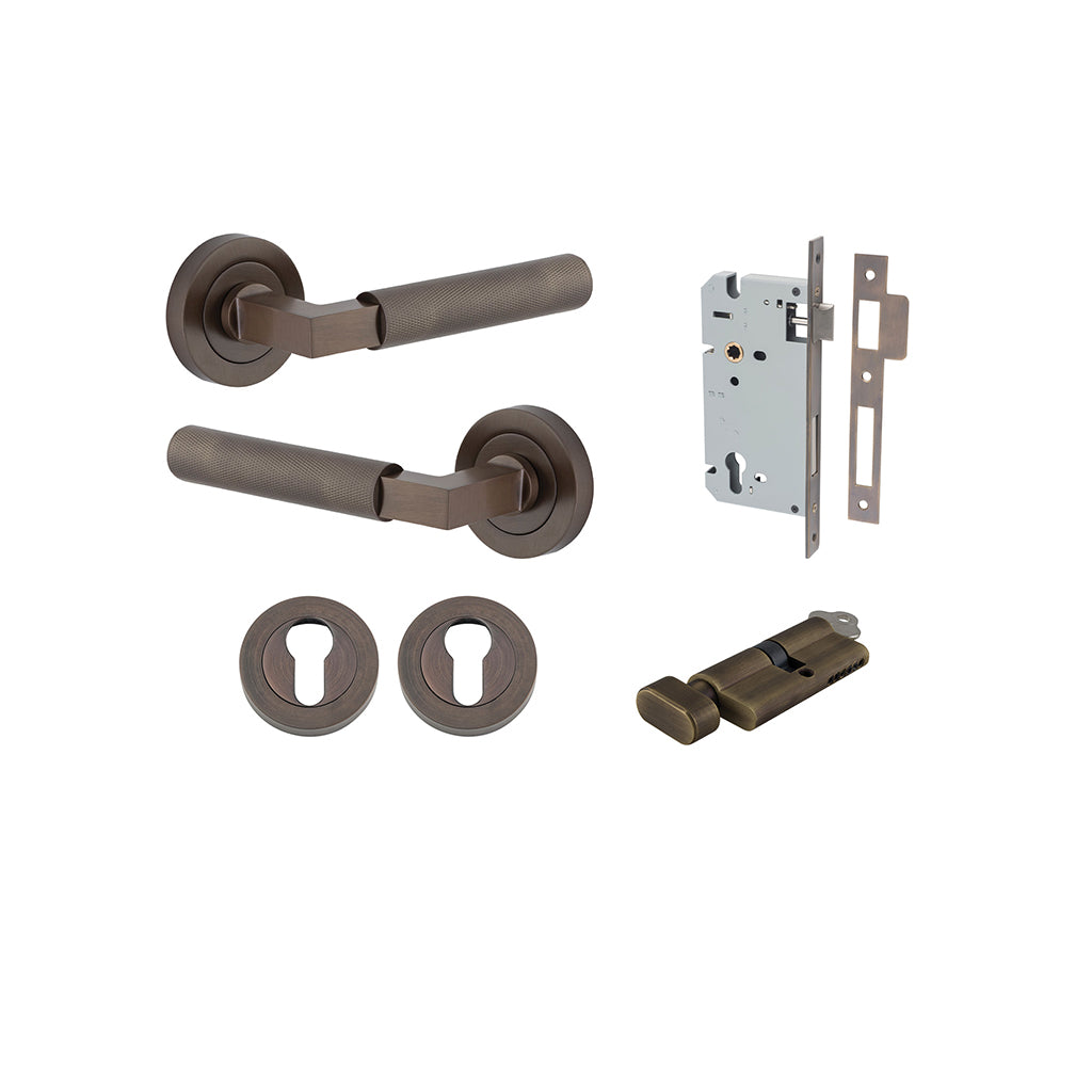 Brunswick Lever - Round Rose Signature Brass / Entrance / Entrance Kit (Key-Thumb)