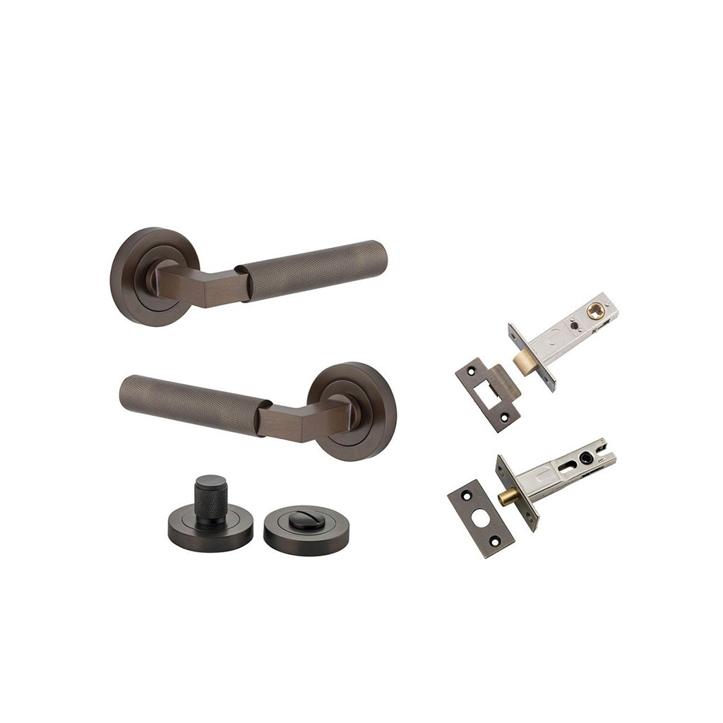 Brunswick Lever - Round Rose Signature Brass / Privacy / Separate Privacy Kit