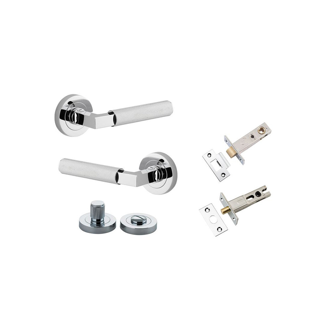 Brunswick Lever - Round Rose Polished Chrome / Privacy / Separate Privacy Kit