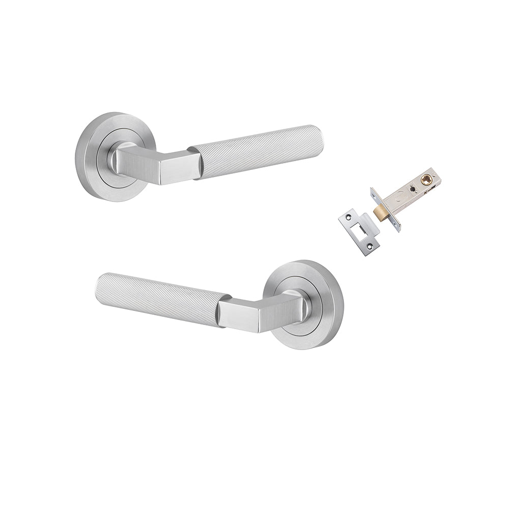 Brunswick Lever - Round Rose Brushed Chrome / Passage / Passage Kit