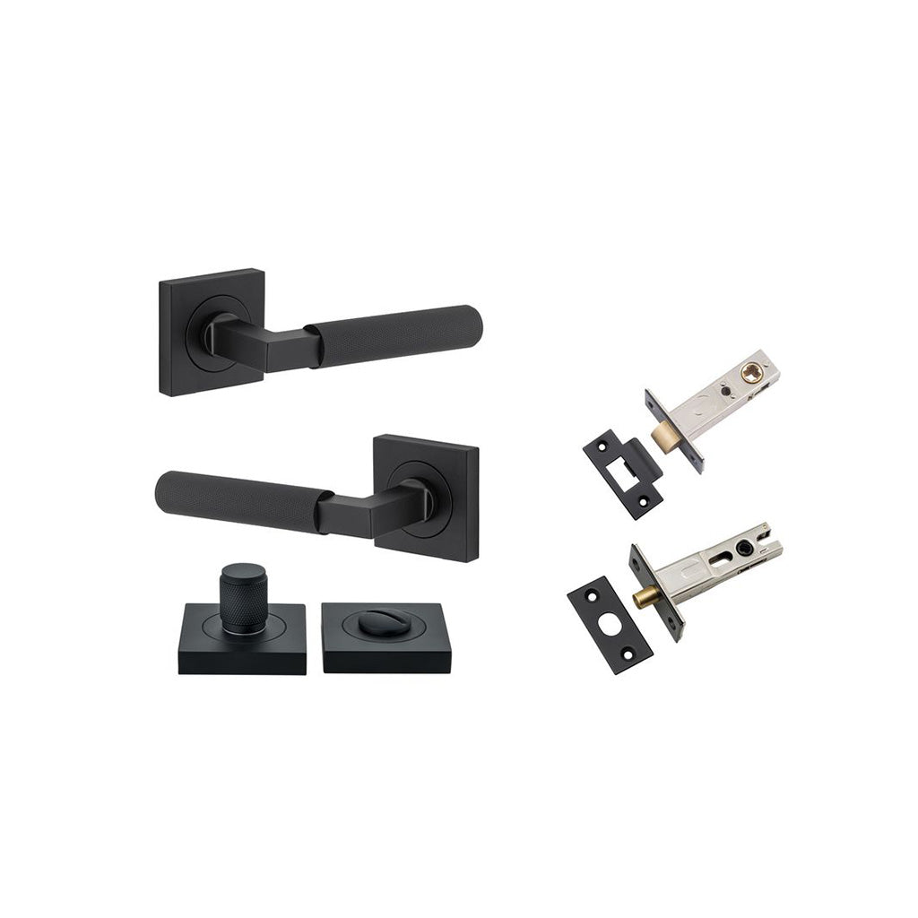 Brunswick Lever - Square Rose Matt Black / Privacy / Separate Privacy Kit