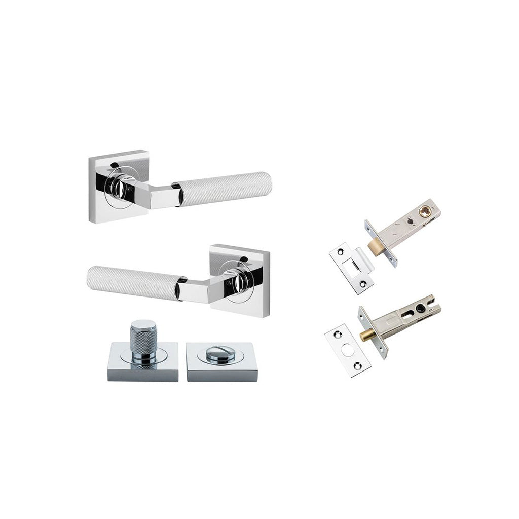 Brunswick Lever - Square Rose Polished Chrome / Privacy / Separate Privacy Kit