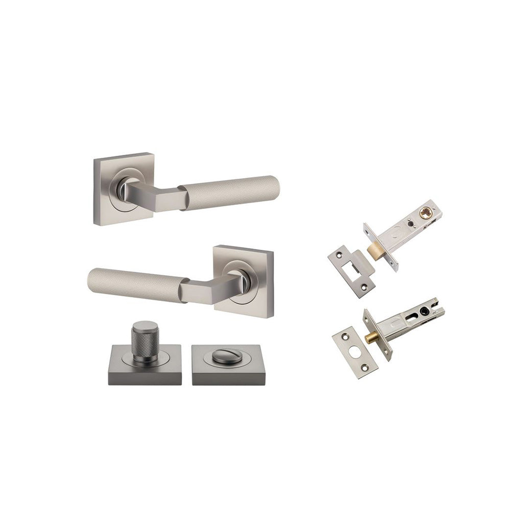 Brunswick Lever - Square Rose Satin Nickel / Privacy / Separate Privacy Kit