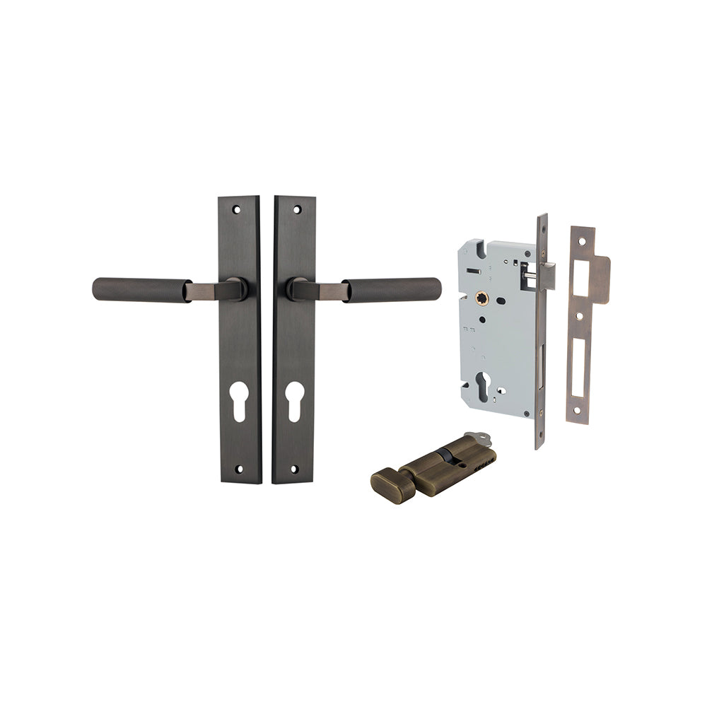 Brunswick Lever - Rectangular Backplate Signature Brass / Entrance / Entrance Kit (Key-Thumb)