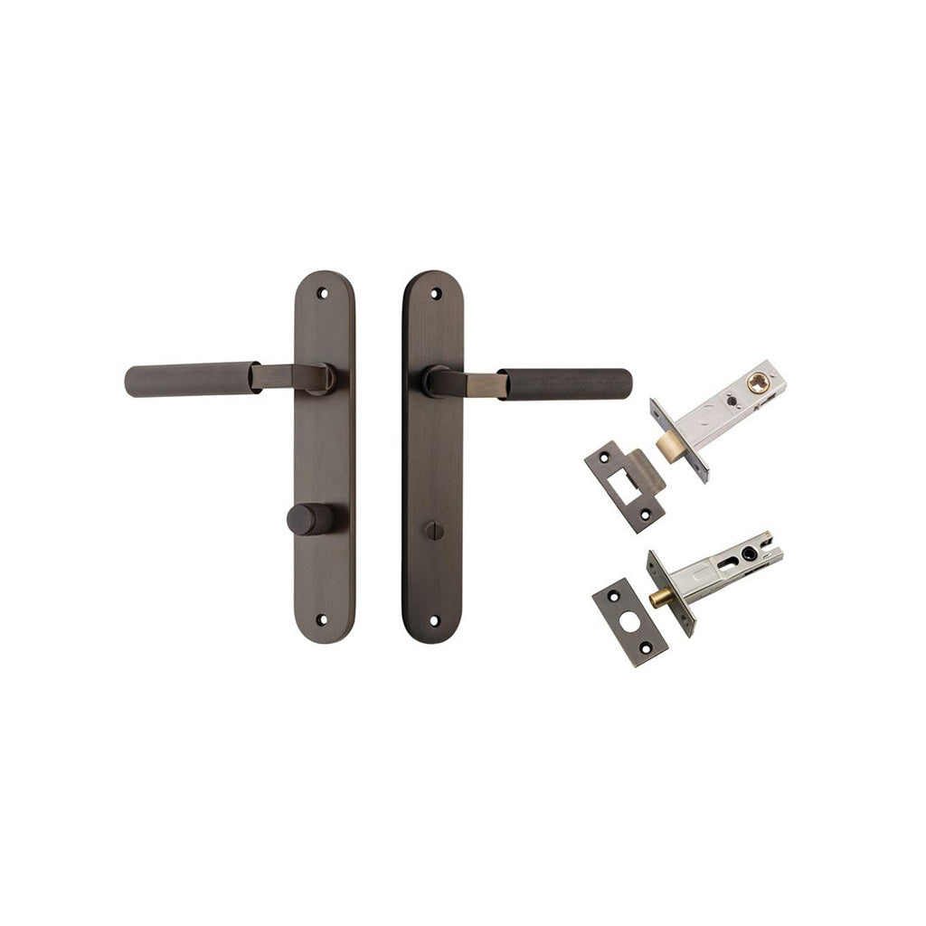 Brunswick Lever - Oval Backplate Signature Brass / Privacy / Separate Privacy Kit