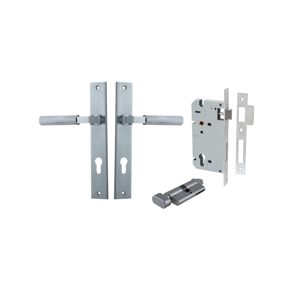 Brunswick Lever - Rectangular Backplate Brushed Chrome / Entrance / Entrance Kit (Key-Thumb)