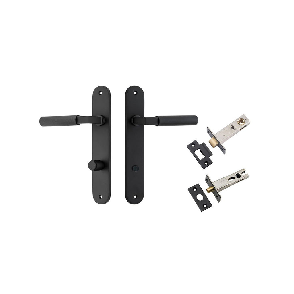 Brunswick Lever - Oval Backplate Matt Black / Privacy / Separate Privacy Kit