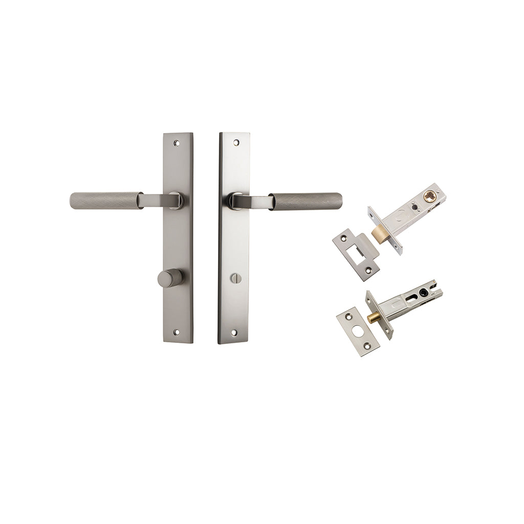 Brunswick Lever - Rectangular Backplate Satin Nickel / Privacy / Separate Privacy Kit