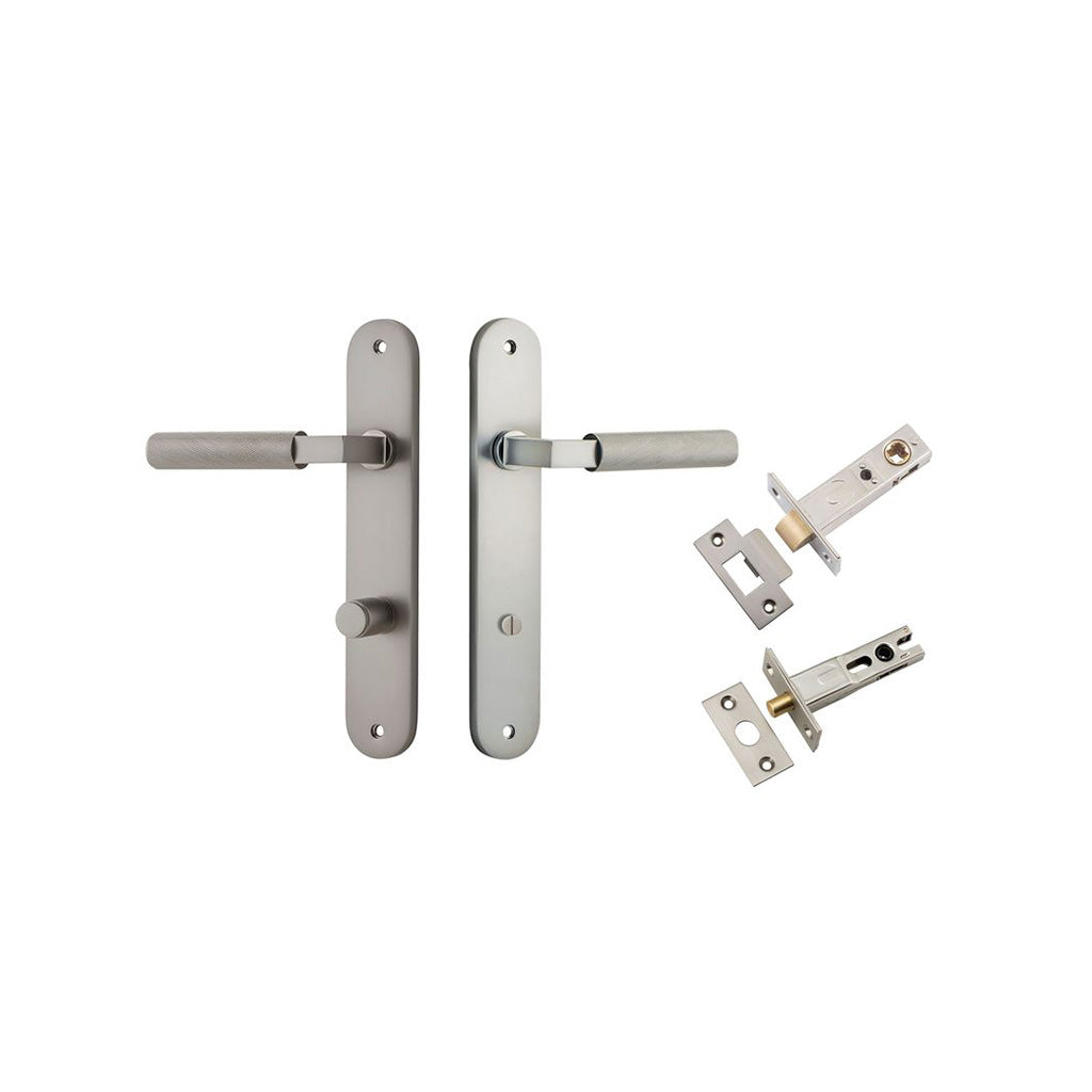 Brunswick Lever - Oval Backplate Satin Nickel / Privacy / Separate Privacy Kit