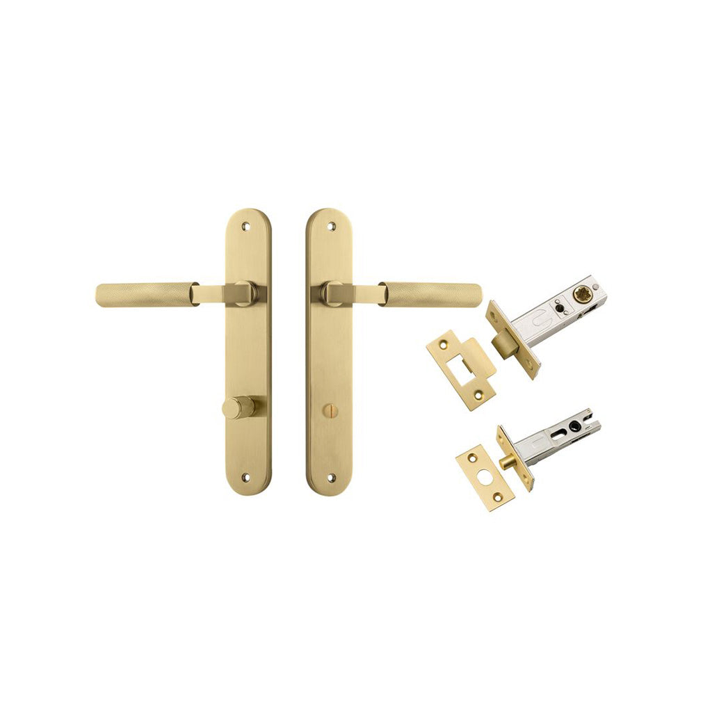Brunswick Lever - Oval Backplate Brushed Gold PVD / Privacy / Separate Privacy Kit