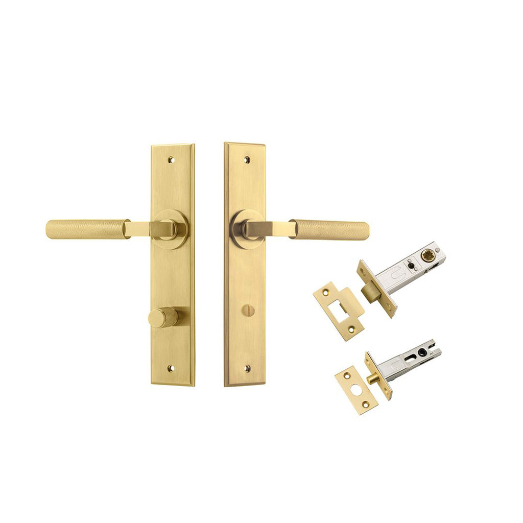 Brunswick Lever - Chamfered Backplate Brushed Gold PVD / Privacy / Separate Privacy Kit