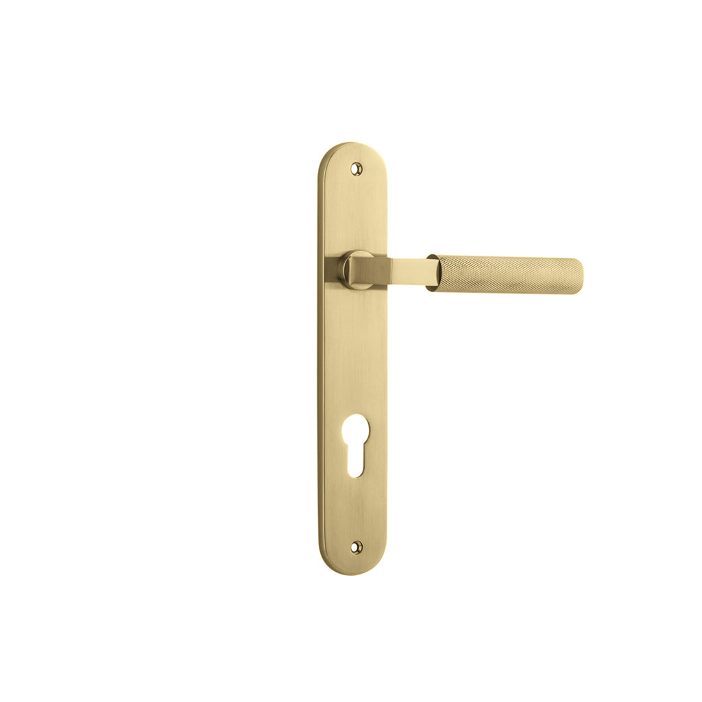 Brunswick Lever - Oval Backplate Brushed Gold PVD / Entrance / Lever Set Only