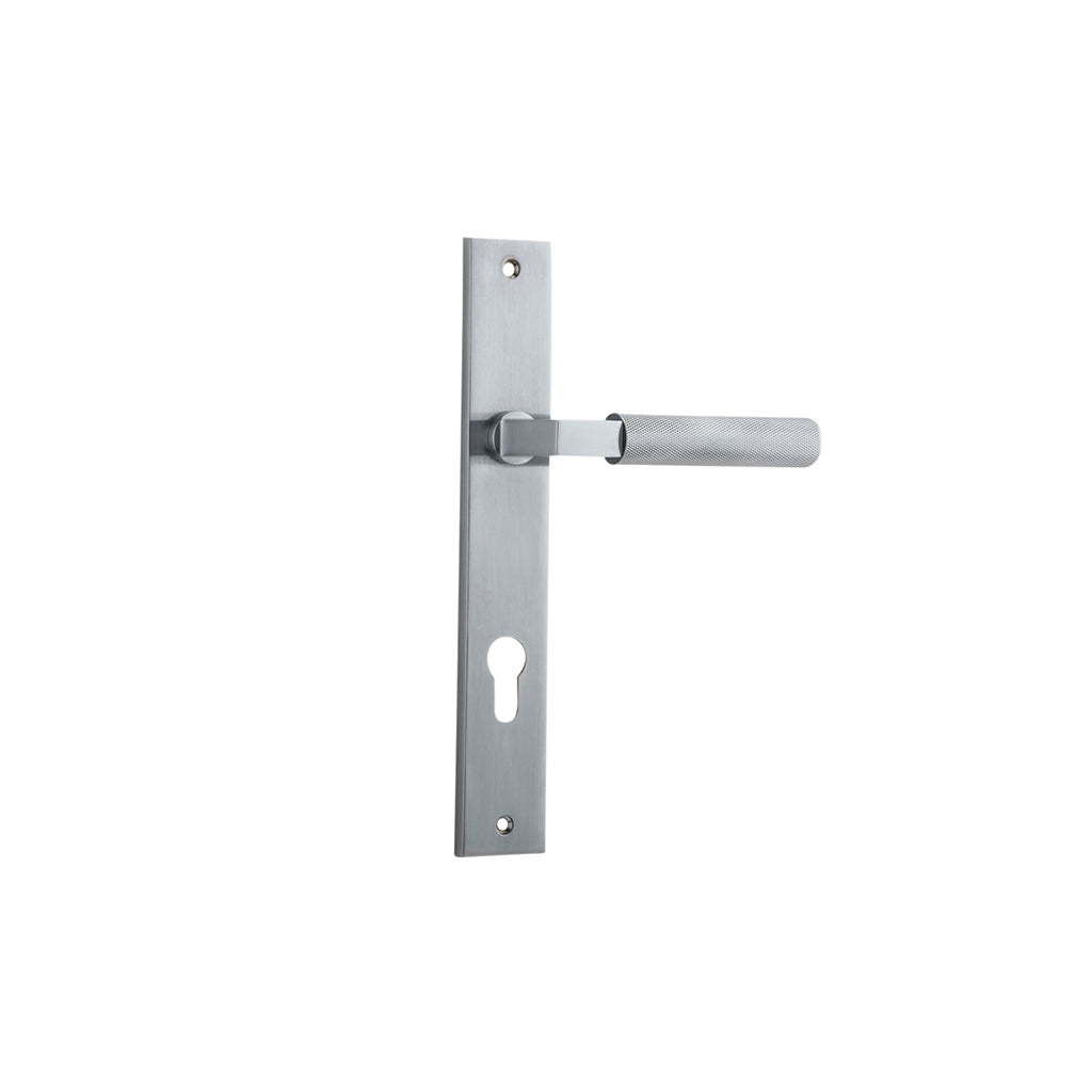 Brunswick Lever - Rectangular Backplate Brushed Chrome / Entrance / Lever Set Only