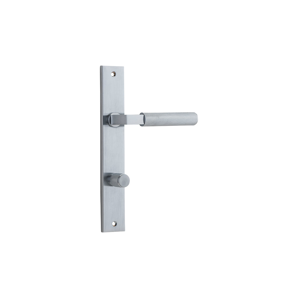 Brunswick Lever - Rectangular Backplate Brushed Chrome / Privacy / Lever Set Only