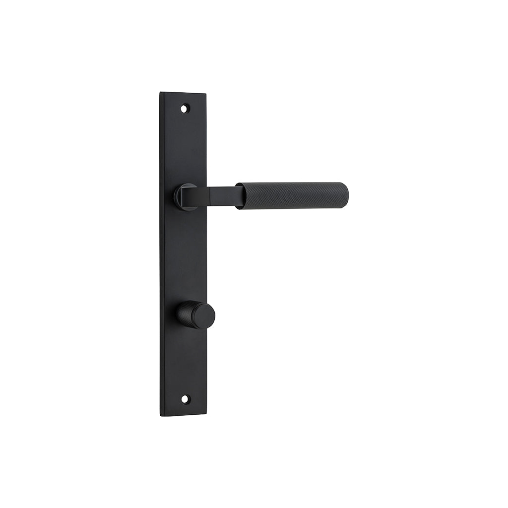 Brunswick Lever - Rectangular Backplate Matt Black / Privacy / Lever Set Only