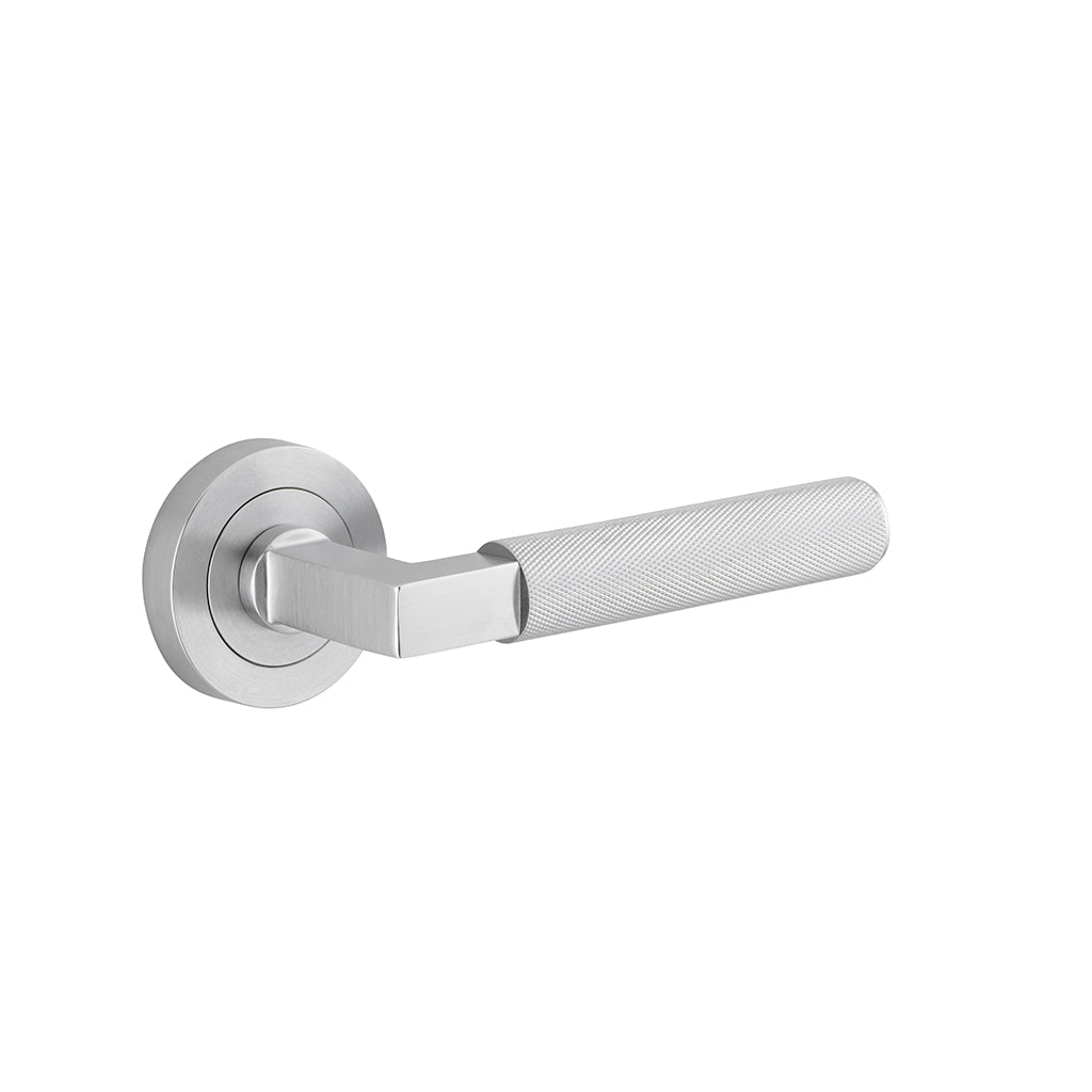 Brunswick Lever - Round Rose Brushed Chrome / Passage / Lever Set Only