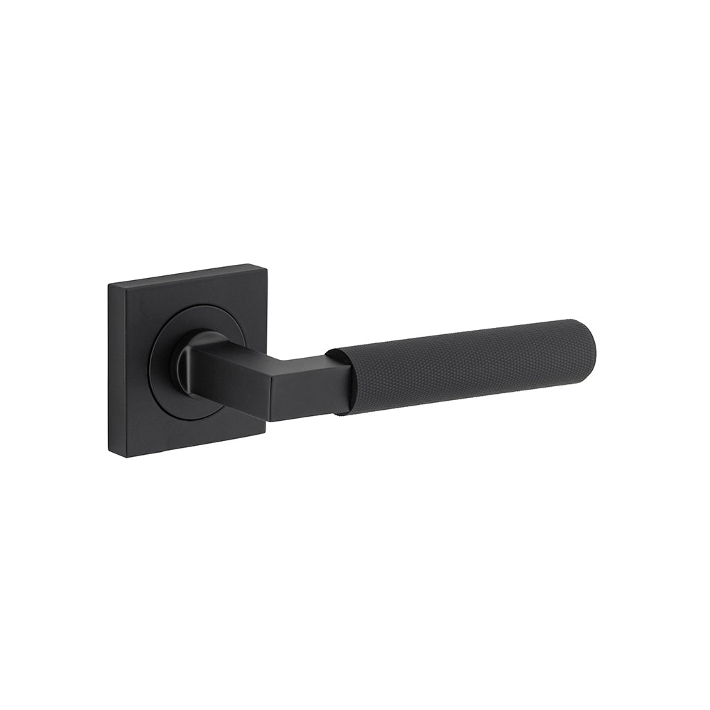 Brunswick Lever - Square Rose Matt Black / Passage / Lever Set Only
