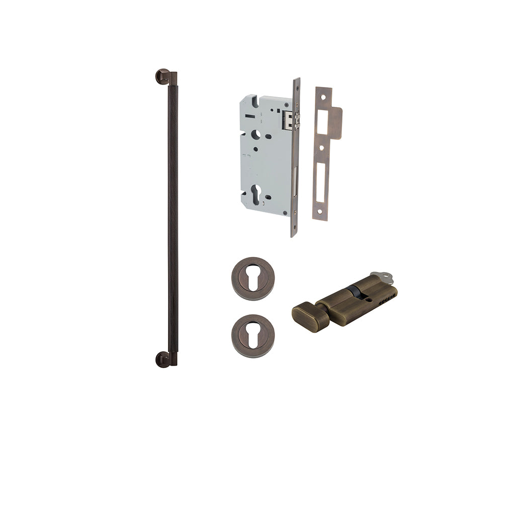 Brunswick Pull Handle Signature Brass / 600mm / Entrance Kit (Key-Thumb)