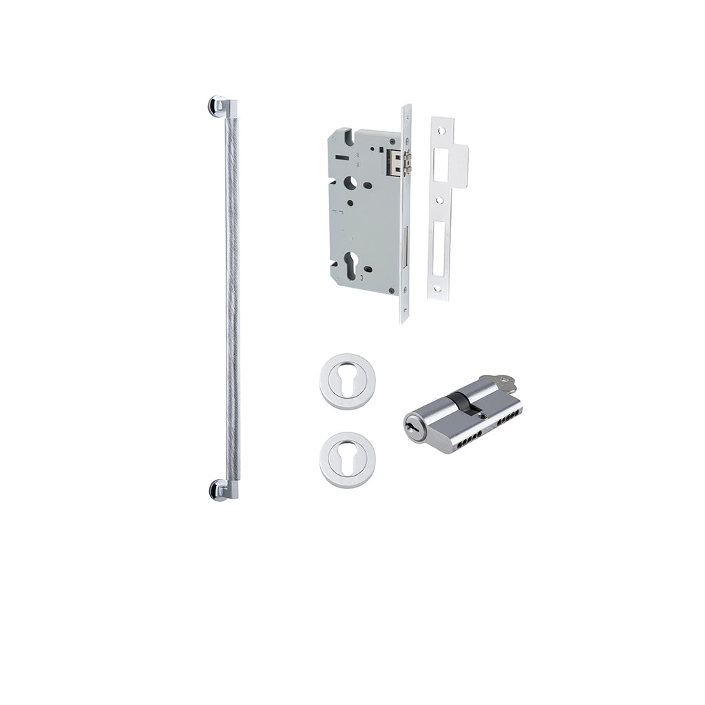 Brunswick Pull Handle Polished Chrome / 600mm / Entrance Kit Dual Function (Key-Key)