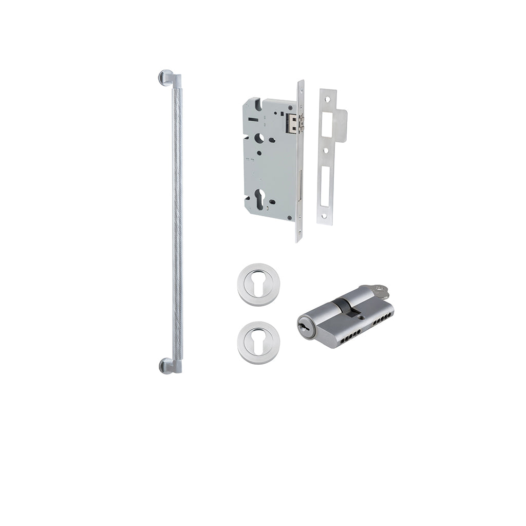 Brunswick Pull Handle Brushed Chrome / 600mm / Entrance Kit Dual Function (Key-Key)