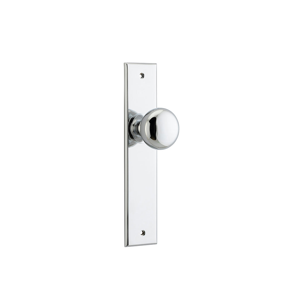 Cambridge Knob - Chamfered Backplate Polished Chrome / Passage / Lever Set Only