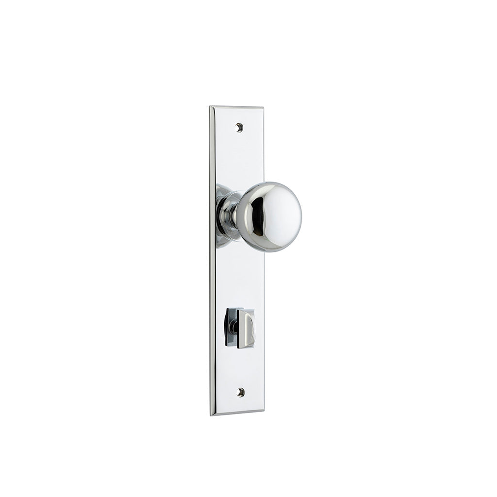 Cambridge Knob - Chamfered Backplate Polished Chrome / Privacy / Lever Set Only
