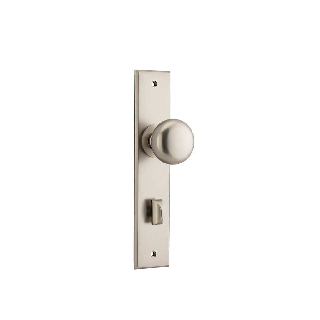 Cambridge Knob - Chamfered Backplate Satin Nickel / Privacy / Lever Set Only