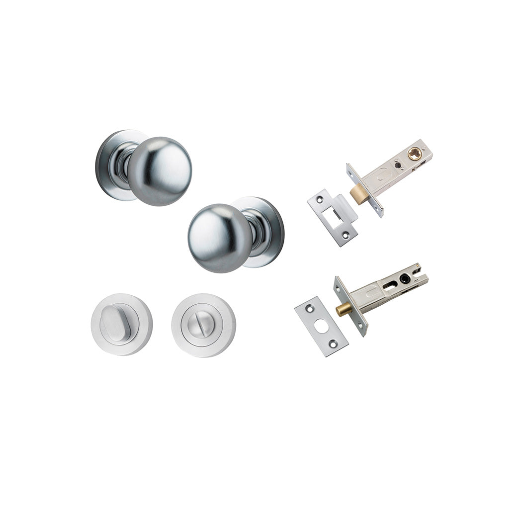 Cambridge Knob - Round Rose Brushed Chrome / Privacy / Separate Privacy Kit