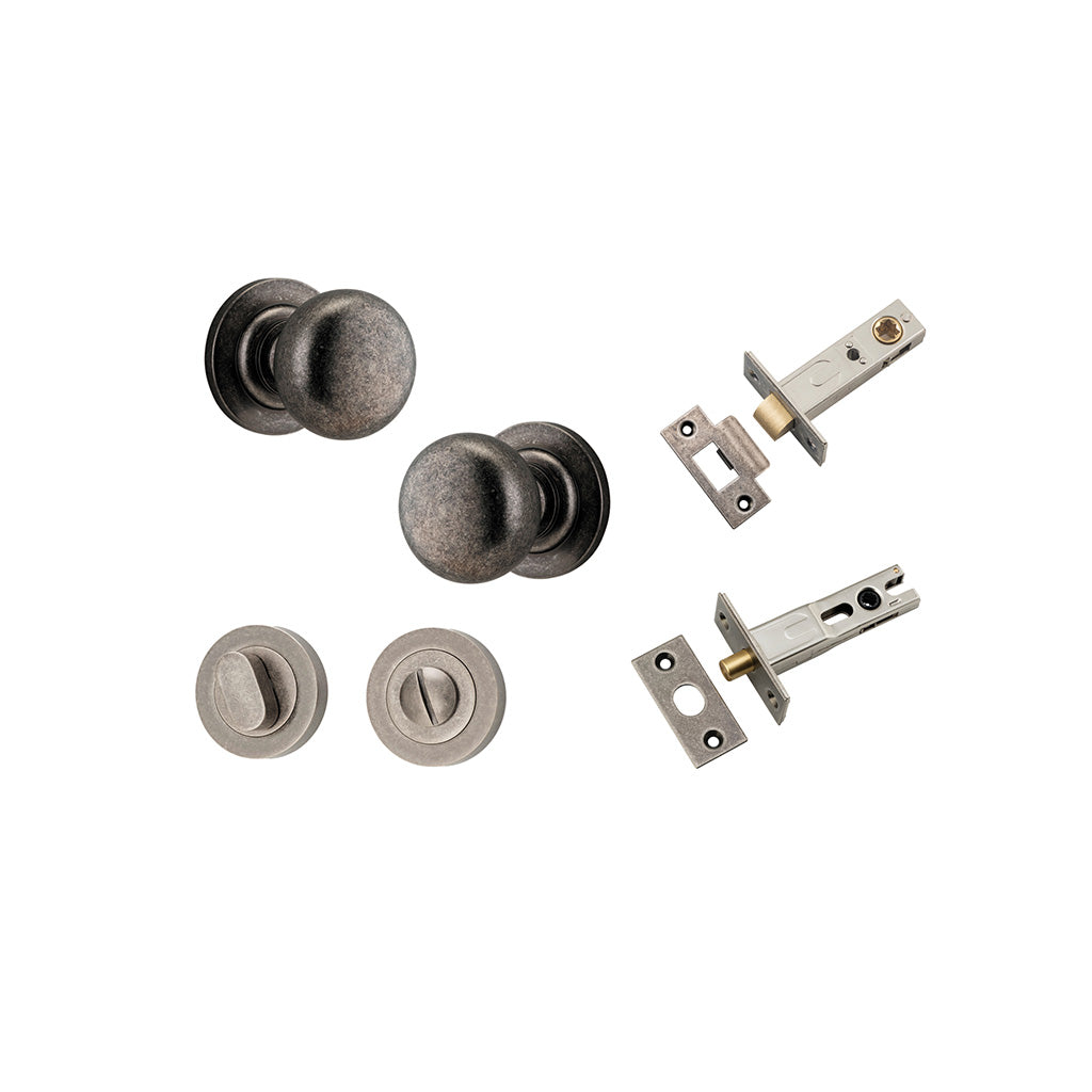 Cambridge Knob - Round Rose Distressed Nickel / Privacy / Separate Privacy Kit