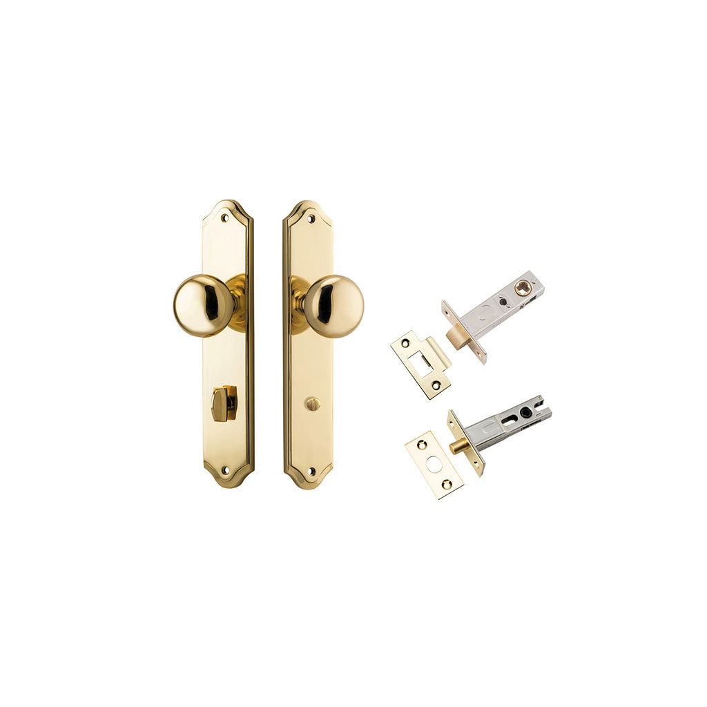 Cambridge Knob - Shouldered Backplate Polished Brass / Privacy / Separate Privacy Kit