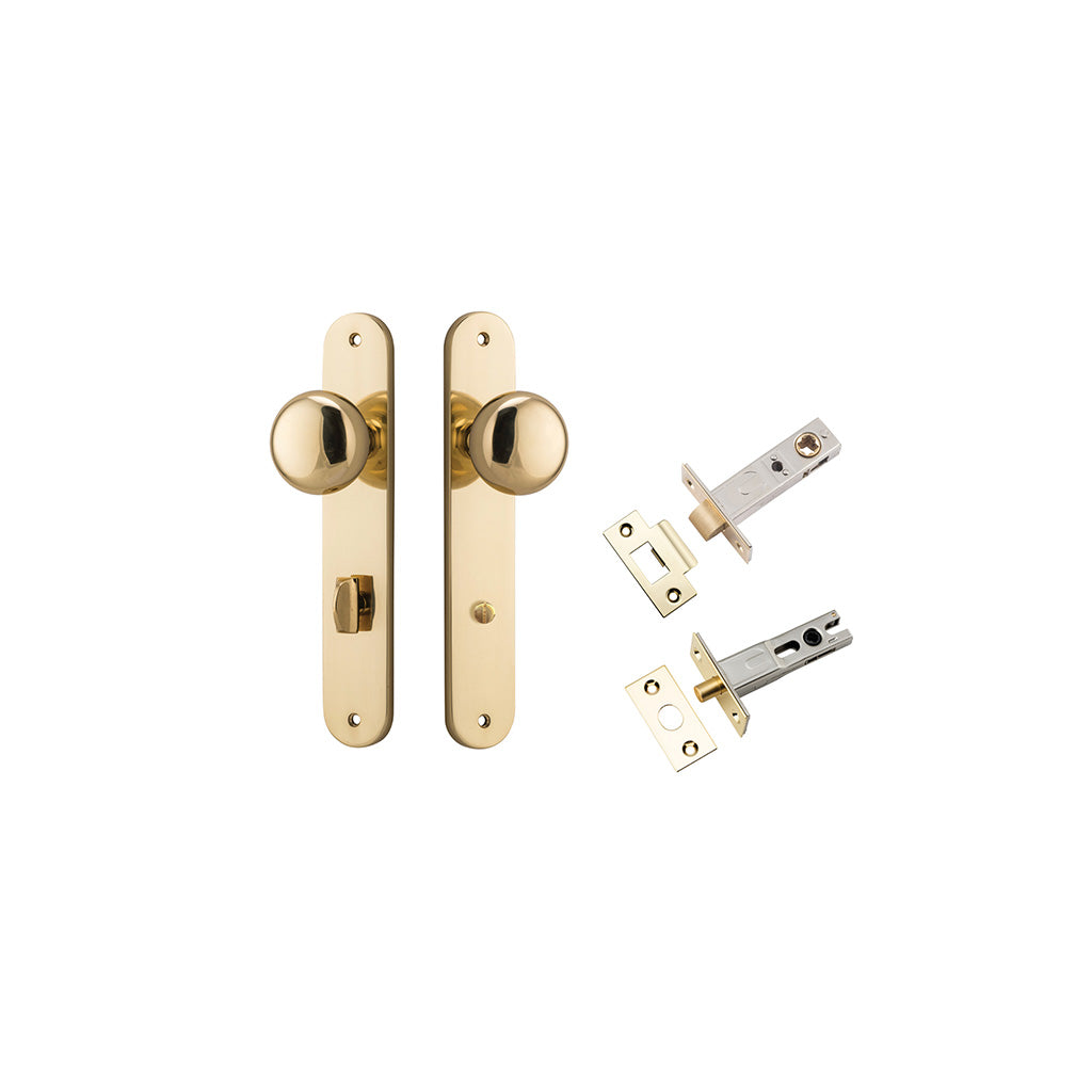 Cambridge Knob - Oval Backplate Polished Brass / Privacy / Separate Privacy Kit