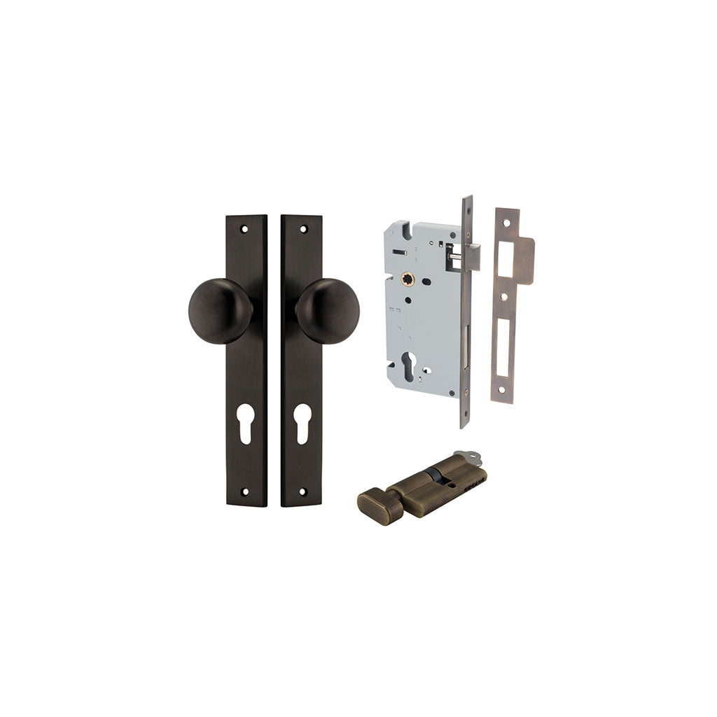 Cambridge Knob - Rectangular Backplate Signature Brass / Entrance / Entrance Kit (Key-Thumb)