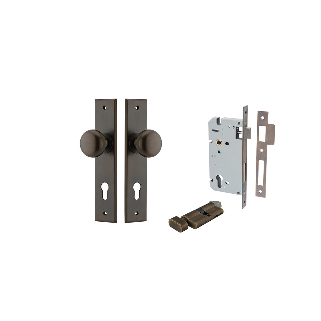 Cambridge Knob - Chamfered Backplate Signature Brass / Entrance / Entrance Kit (Key-Thumb)