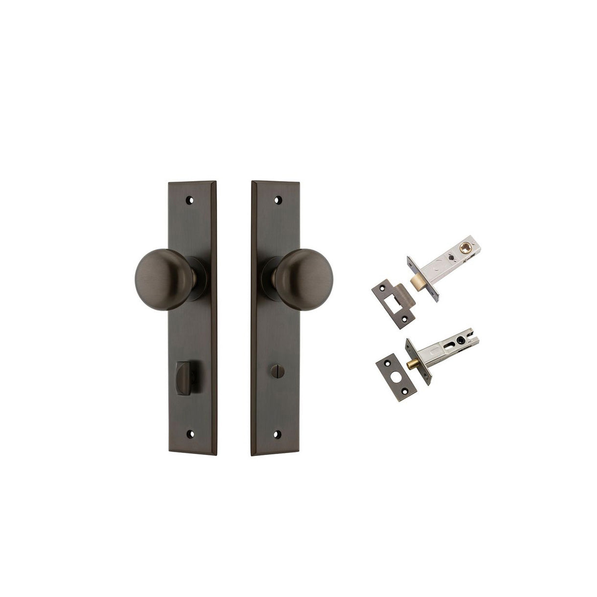 Cambridge Knob - Chamfered Backplate Signature Brass / Privacy / Separate Privacy Kit