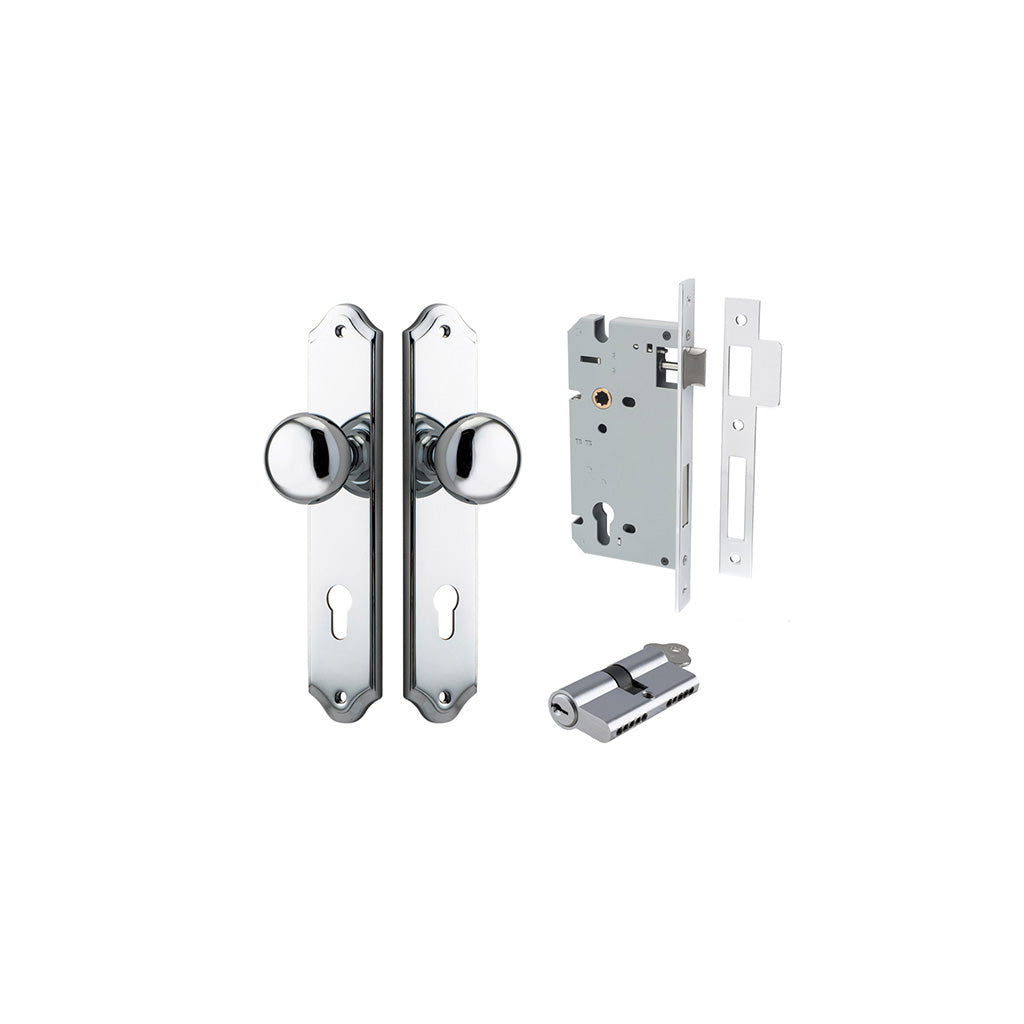 Cambridge Knob - Shouldered Backplate Polished Chrome / Entrance / Entrance Kit Dual Function (Key-Key)