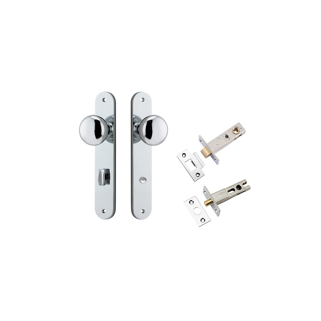 Cambridge Knob - Oval Backplate Polished Chrome / Privacy / Separate Privacy Kit
