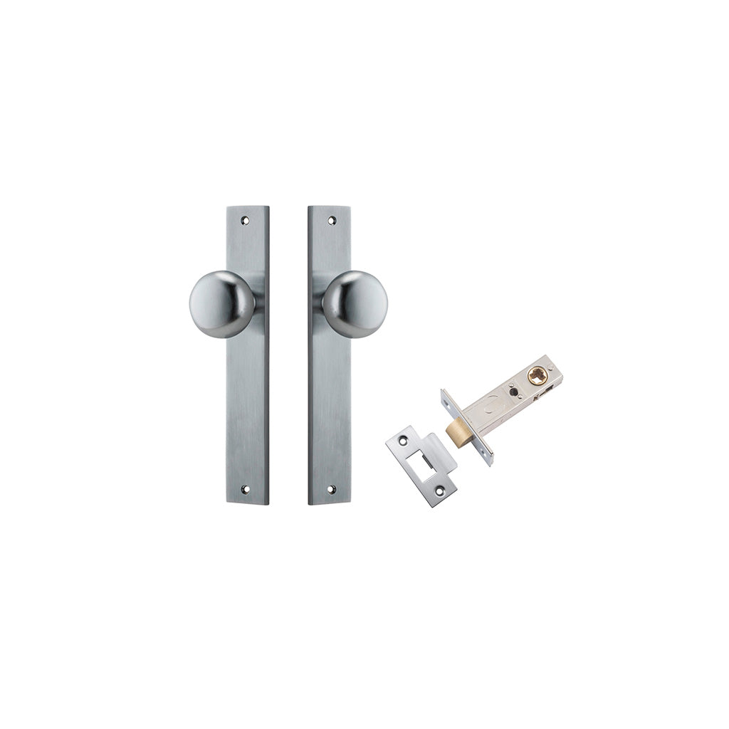 Cambridge Knob - Rectangular Backplate Brushed Chrome / Passage / Passage Kit