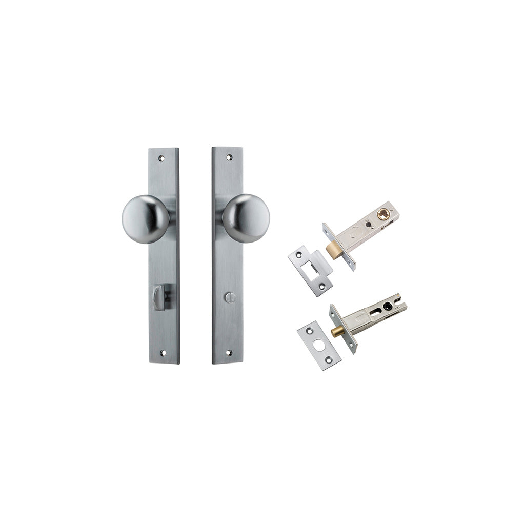 Cambridge Knob - Rectangular Backplate Brushed Chrome / Privacy / Separate Privacy Kit