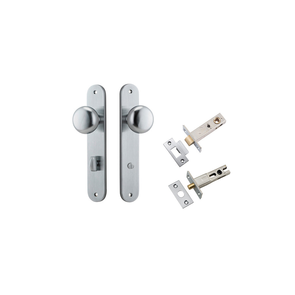 Cambridge Knob - Oval Backplate Brushed Chrome / Privacy / Separate Privacy Kit
