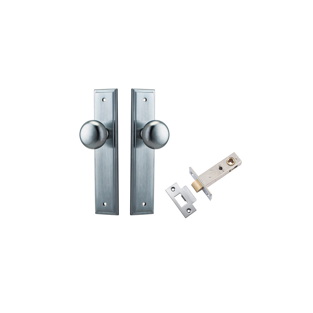 Cambridge Knob - Stepped Backplate Brushed Chrome / Passage / Passage Kit