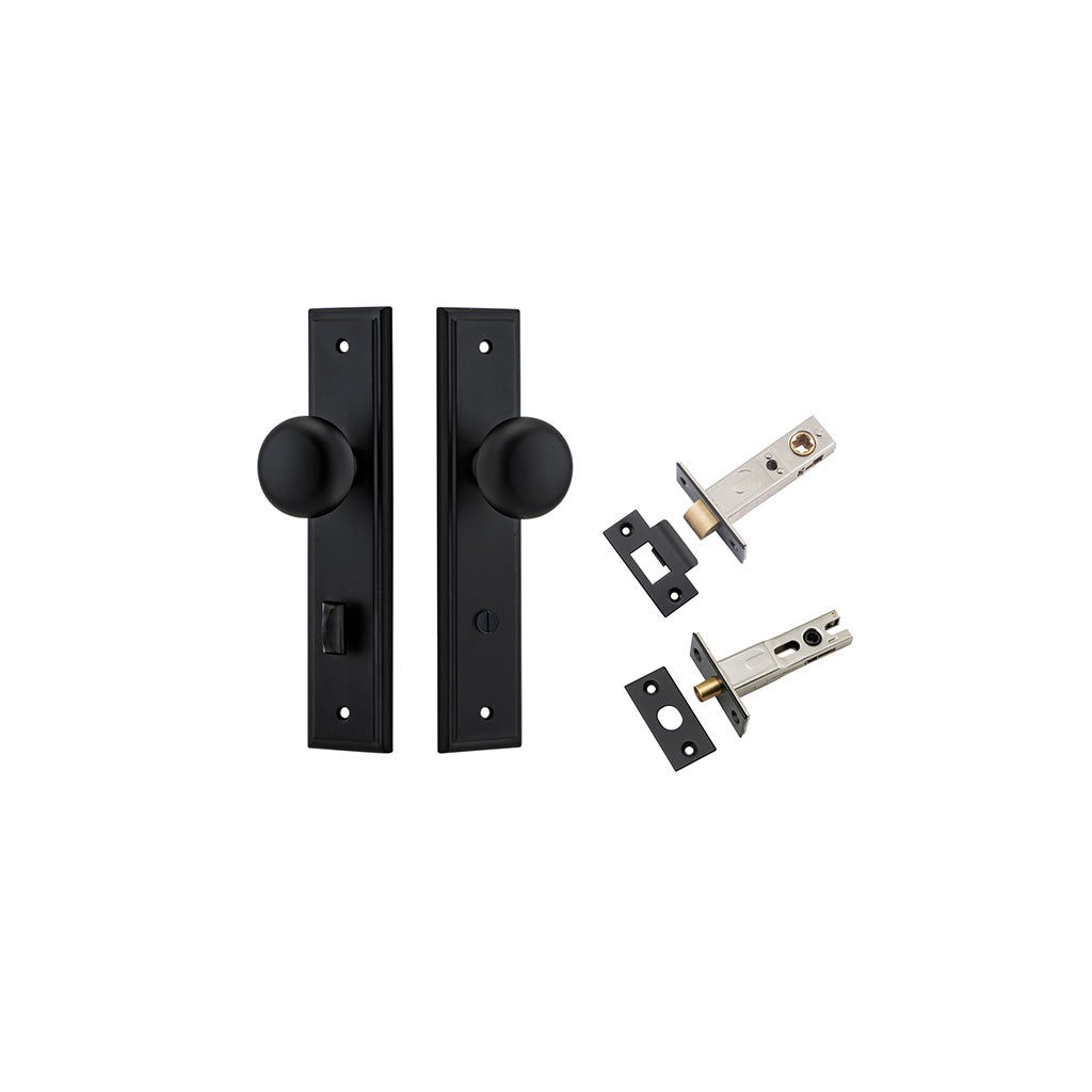 Cambridge Knob - Stepped Backplate Matt Black / Privacy / Separate Privacy Kit
