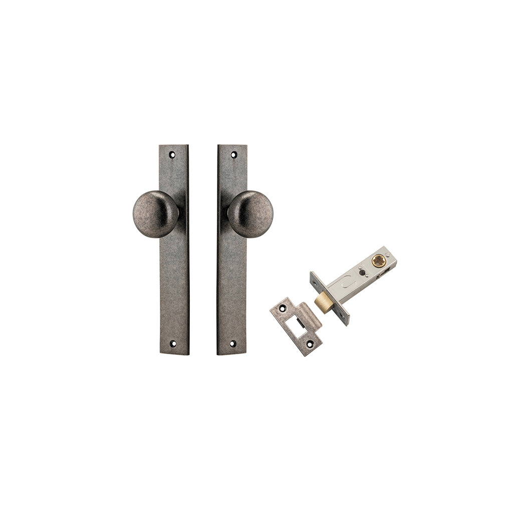 Cambridge Knob - Rectangular Backplate Distressed Nickel / Passage / Passage Kit